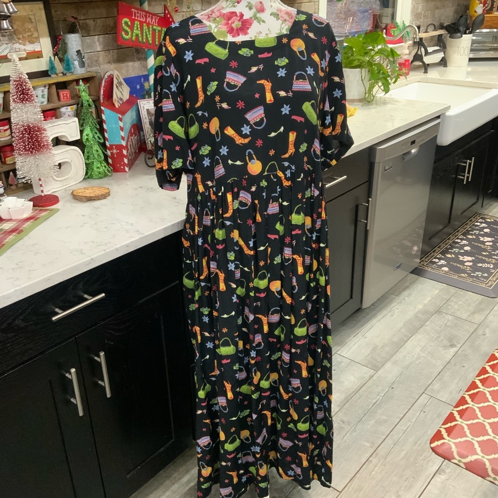 Coldwater Creek Size 2X Maxi Dress Cottagecore Girly Y2K 90’s Novelty Print
